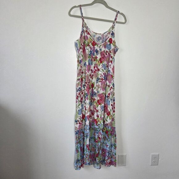 Kensie Floral Maxi Tank Dress Tiered  Viscose Cottagecore Fairy Gypsy Hippie XL - Picture 8 of 14